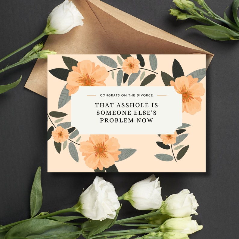 Congratulations on Your Divorce Card | Supportive Divorce Card | Snarky Divorce Card | Comic Relief Divorce Card | Sassy Divorce Card image 1