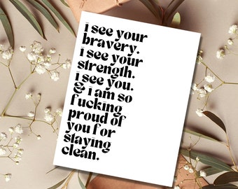 Sobriety Card: Proud of You, Recovery Gift for Him/Her