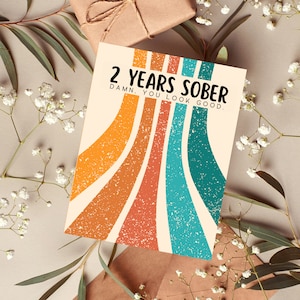 Cartão de 2 anos de sobriedade | Presentes sóbrios para homens | Dois anos limpos | Cartões de sobriedade | Presentes de recuperação para homens | Cartão de recuperação | Presente sóbrio para homens