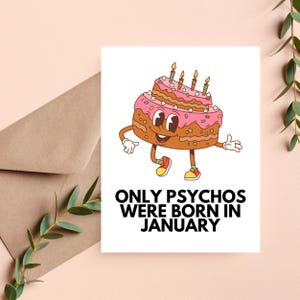 Carte d'anniversaire de janvier, cadeau Capricorne, cadeaux Verseau, carte d'anniversaire grossier, carte d'anniversaire drôle, carte d'anniversaire offensante, cadeaux inappropriés