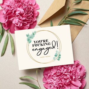 Personalised A6 Fashion Greeting Card Gift Engaged Wedding 