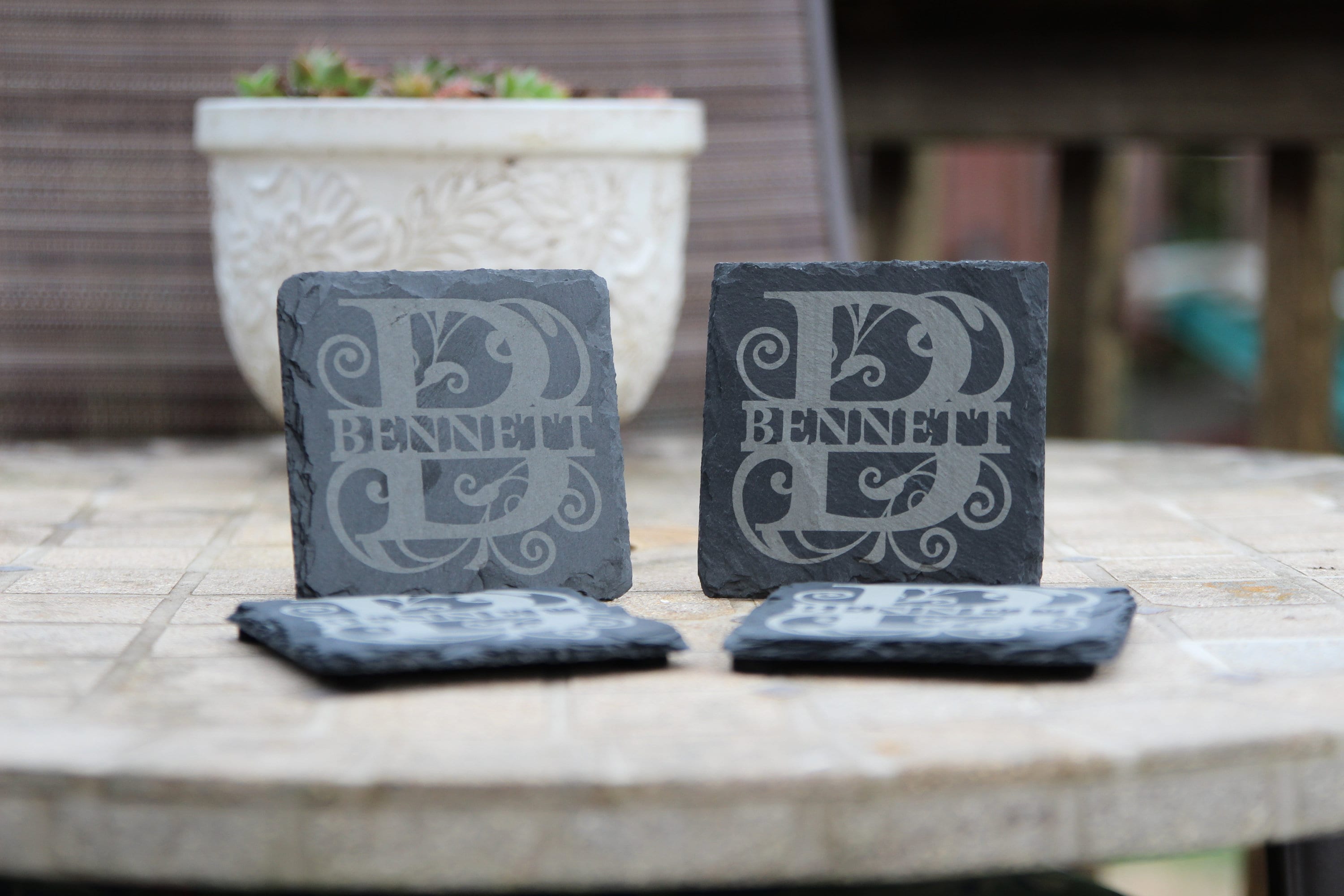 Custom Laser Cut Slate Coasters Etsy