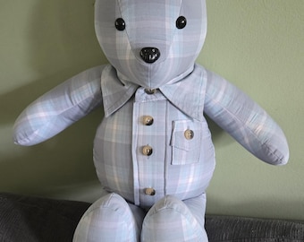 Memory Bear from Loved One's Clothing | Custom Memorial Teddy Bear | Keepsake Gift Made from Shirts & Baby Clothes