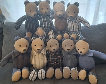 Memory Bear from Loved One’s Clothing | Custom Keepsake Teddy | Handmade Memorial Gift