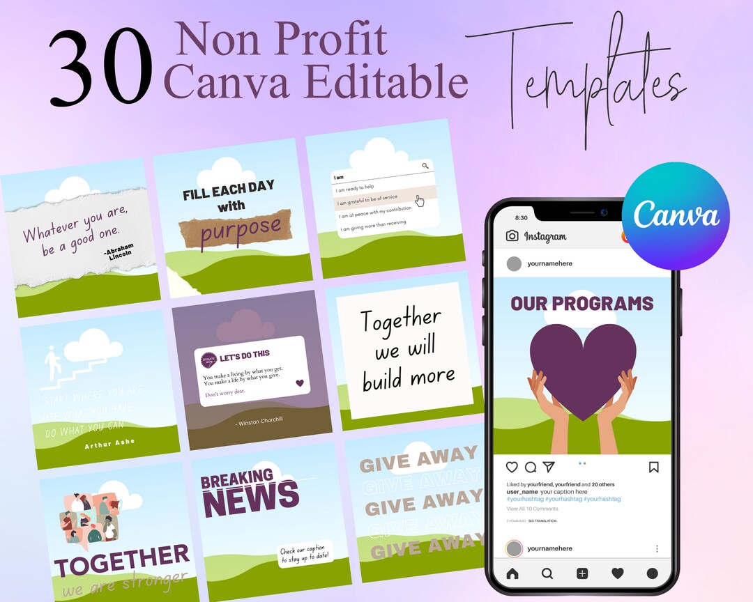 30 Editable Non Profit Canva Templates Graphics Templates Etsy