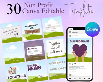 30 Editable Non Profit Canva Templates, Graphics Templates, Non-Profit Canva Templates, Editable Template, Volunteer Marketing, NonProfit
