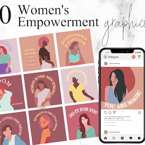 20 Women&#39;s Empowerment Instagram Graphics, Social Media Graphics, Love Yourself, Womenpreneur Social Media Graphics, Marketing Graphics