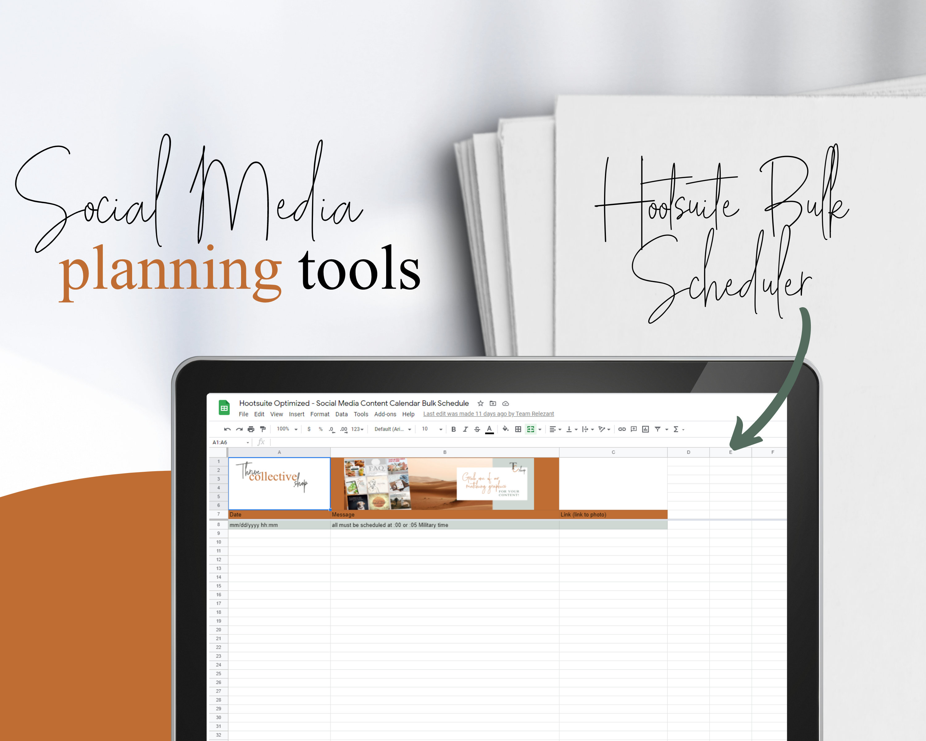 Hootsuite Optimized Social Media Content Calendar Bulk Etsy UK
