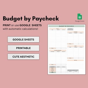 Budget by Paycheck Template | Budget Paycheck | Budget Template | Google Sheets | Budget Spreadsheet | Paycheck Budget Template