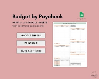 Budget by Paycheck Template | Budget Paycheck | Budget Template | Google Sheets | Budget Spreadsheet | Paycheck Budget Template