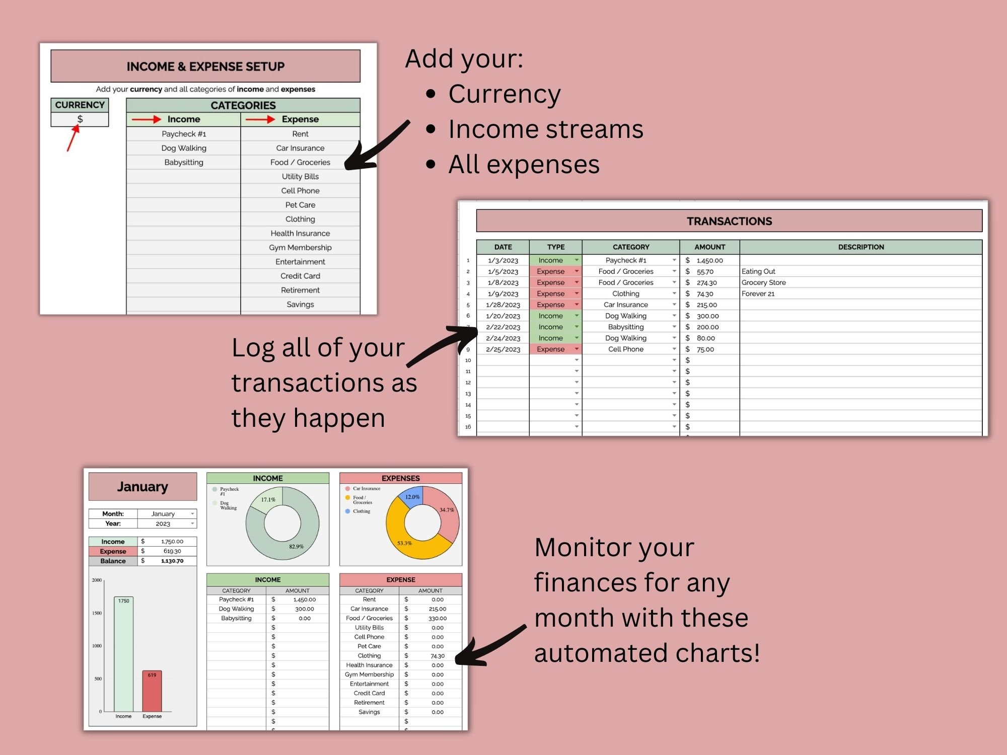 Income & Expense Tracker | Google Sheets Template | Income Tracker ...
