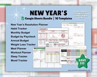 Nieuwjaarsbundel | Google Spreadsheets-sjablonen | Resoluties voor 2026