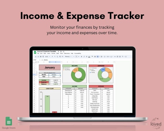 Income & Expense Tracker | Google Sheets Template | Income Tracker | Expense Tracker