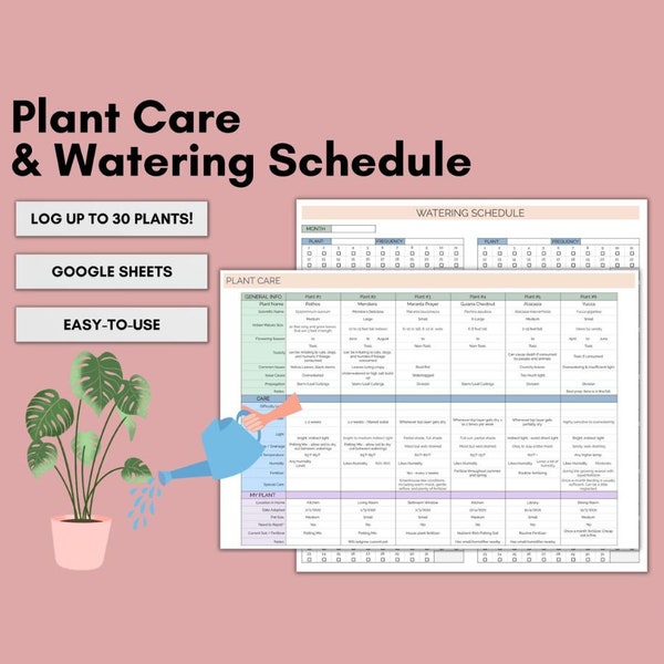 Schema voor verzorging en bewatering van kamerplanten | Spreadsheet voor plantenverzorging | Schema voor het bewateren van planten | Google Spreadsheets | Verzorging van kamerplanten