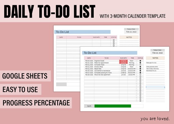 to do list calendar template google sheets to do list etsy