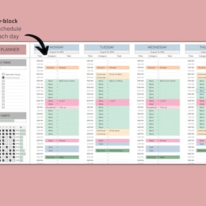 Weekly Planner | Google Sheets Template | Weekly Schedule | Time ...