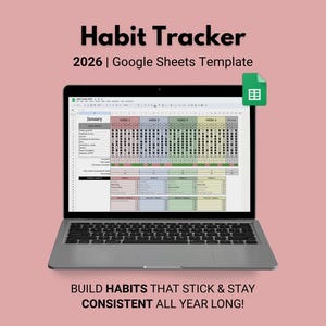 2026 Habit Tracker | 12-Month Google Sheets Template | Habit Tracker Template