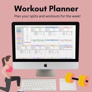 Workout Planner Spreadsheet | Weekly Workout Planner | Fitness Planner | Google Sheets | Fitness Tracker | Workout Planner