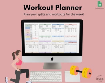 Planer ćwiczeń | Szablon Arkuszy Google | Tygodniowy planer ćwiczeń | Planer fitness