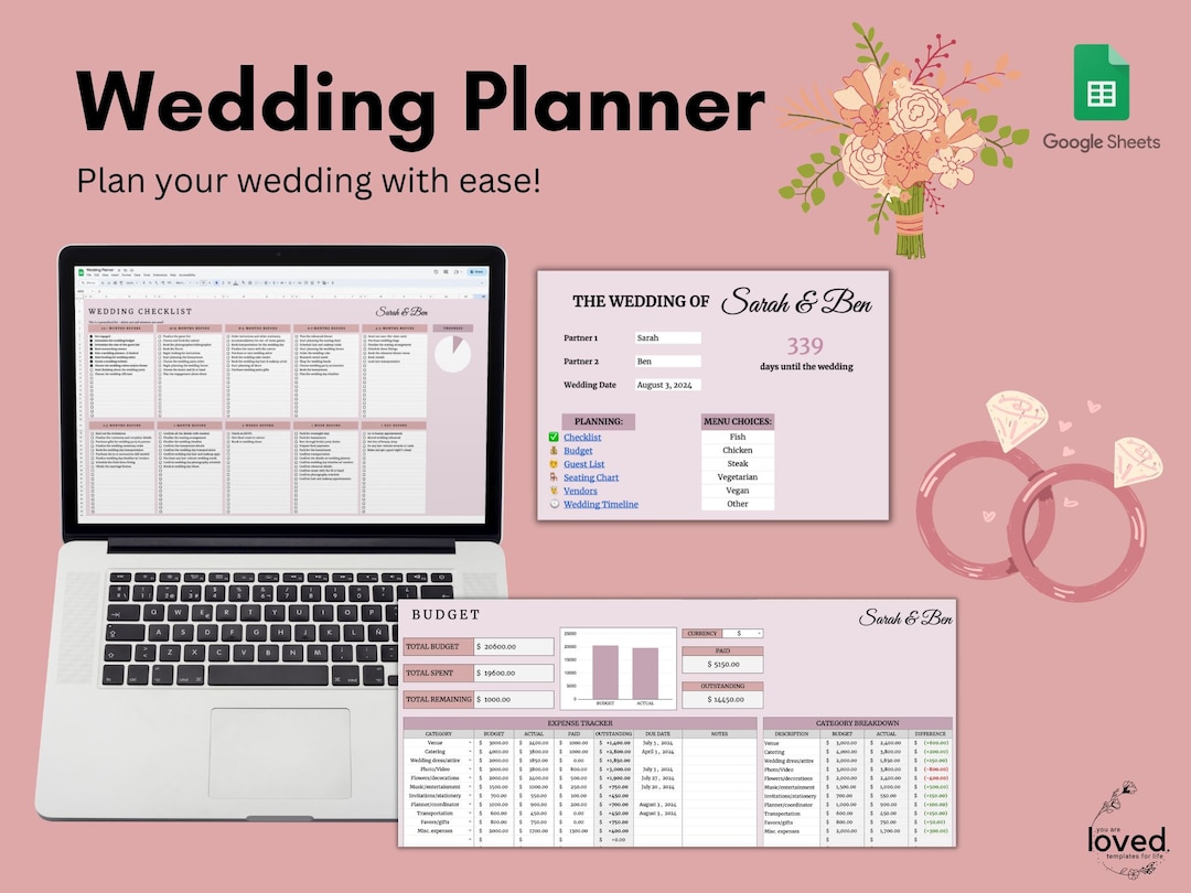 Wedding Planner Google Sheets Template Wedding Checklist Etsy