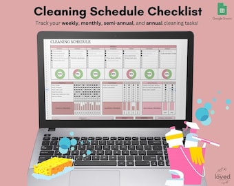 Weekly Cleaning Checklist | Monthly, Yearly Chore Chart | Cleaning Planner | House Chore List | Google Sheets Template