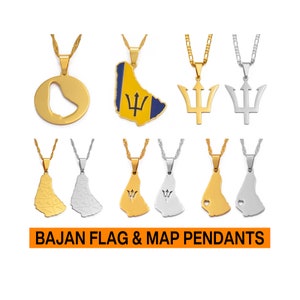 18k Gold Plated Barbados Flag & Pendant