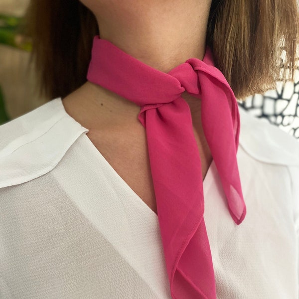 Hot pink scarf Neckerchief scarf Hair scarves Neck scarf Chiffon scarves Colorful scarf Soft scarves Women accessories Hair accessory