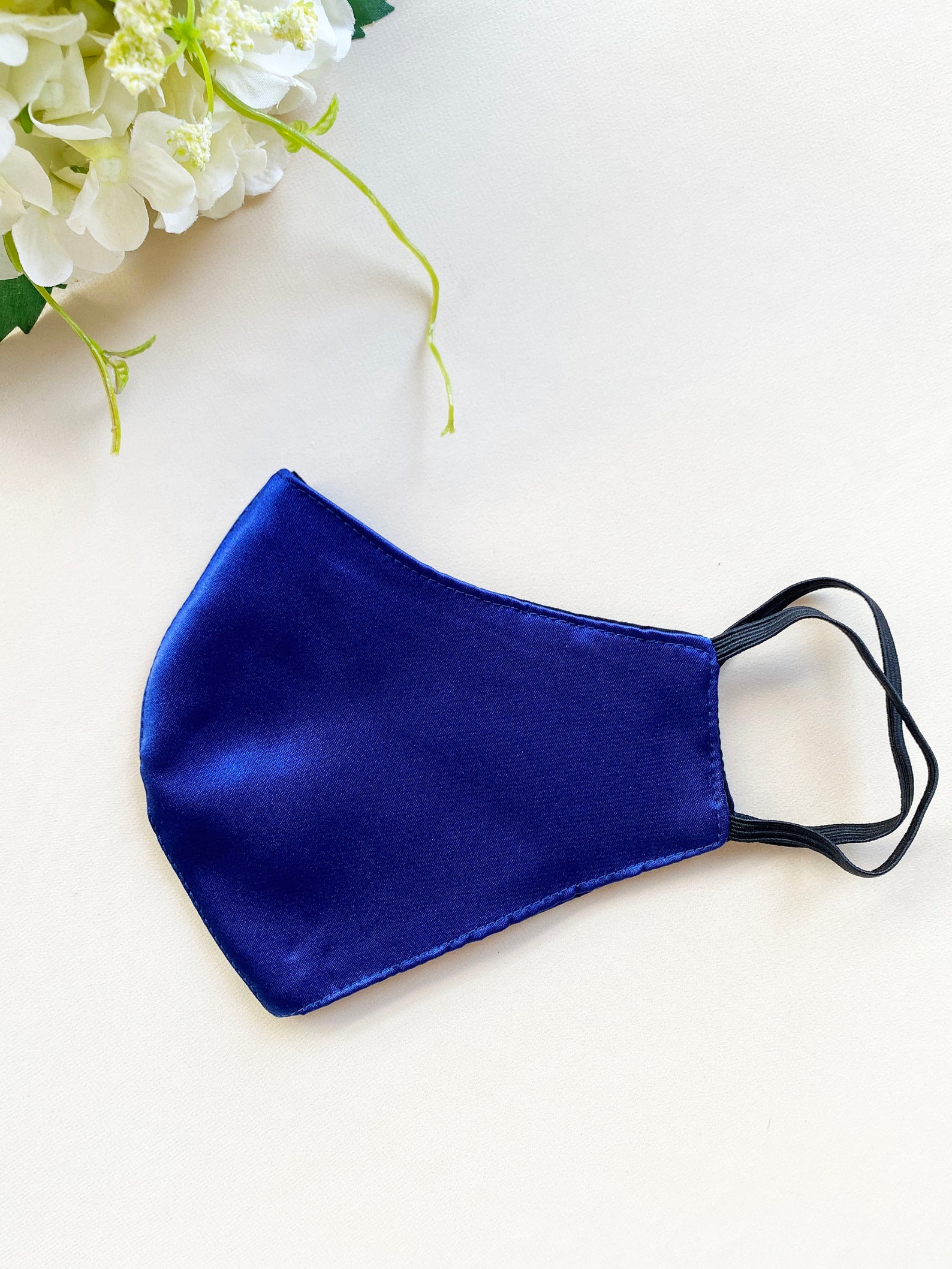 Navy Satin Mask Triple Face Mask Satin Face Mask Washable Face Etsy
