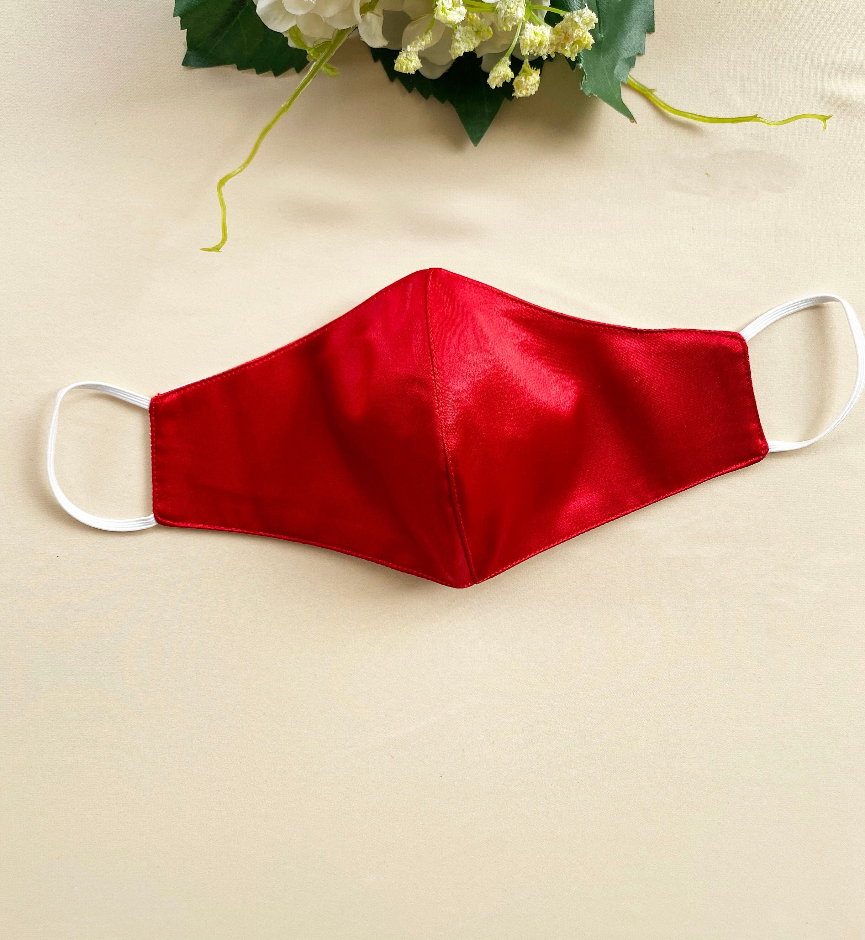 Red Satin Mask Triple Face Mask Satin Face Mask Washable Face Etsy