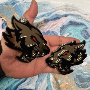 Fender Badges | Coyote Wolf Red Eye Gold Edition |2 BADGES| Angry Aggressive Car Badge