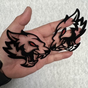 Fender Badges | Coyote Wolf w/ Red Eye |2 BADGES| Angry Aggressive Car Badge