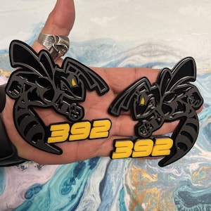 Fender Badges Hornet Emblem Bee Black with Yellow Eye | 2 BADGES | Angry Aggressive