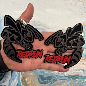 Fender Badges Hornet Emblem Bee Red RedRum Red Eye  | 2 BADGES | Angry Aggressive