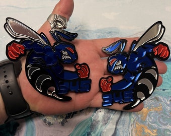 Fender Badges | Hornet BEE SWOLE Mirror Blue Emblem Knuckles,  Red Eye with Numbers |2 BADGES| Angry Aggressive Car Badge