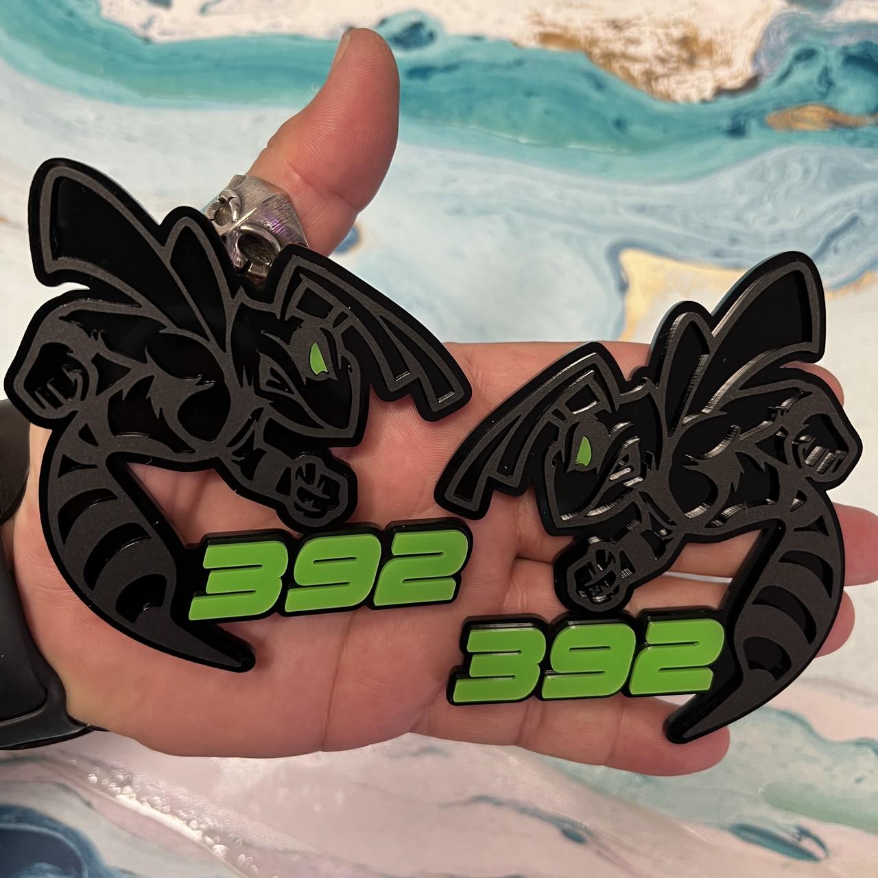 Fender Badges Hornet Emblem Bee Black with Lime Green Eye | 2 BADGES | Angry Aggressive