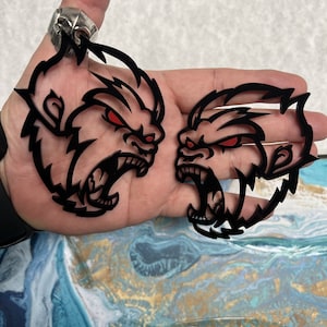Fender Badges | Yeti Sasquatch w/ Red Eye Bigfoot |2 BADGES| Angry Aggressive Car Badge