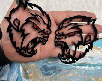 Pair Of Black Angry Goat Emblems – Red Eye Badges For Fenders, Hood, Or Tailgate