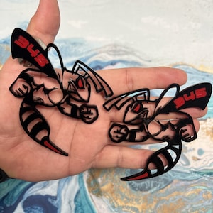 Fender Badges | Hornet Bee Emblem w/ Red Eye and Stinger |2 BADGES| Angry Aggressive Car Badge