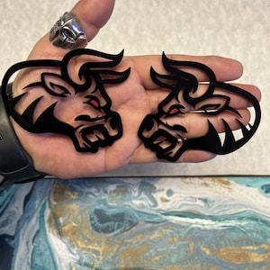 Fender Badges | Bull Emblem w/ Red Eye |2 BADGES| Angry Aggressive Car Badge