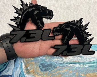 Fender Badges | Gdzilla Emblem Raging 7.3 |2 BADGES| Pit Angry Aggressive Car Badge