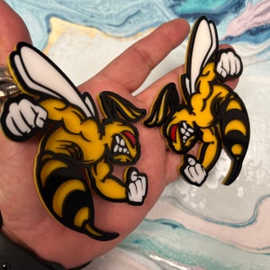 Angry Hornet Bee Emblem Badge – Black With Red Eye, Set Of 2, Fender/Hood/Tailgate