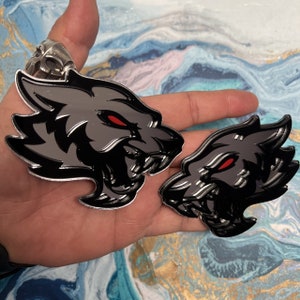 thumbnail image 2 of (2) Angry Fox Head Emblems – Black With Red Eyes – Adhesive Fender Badges 2 of 4