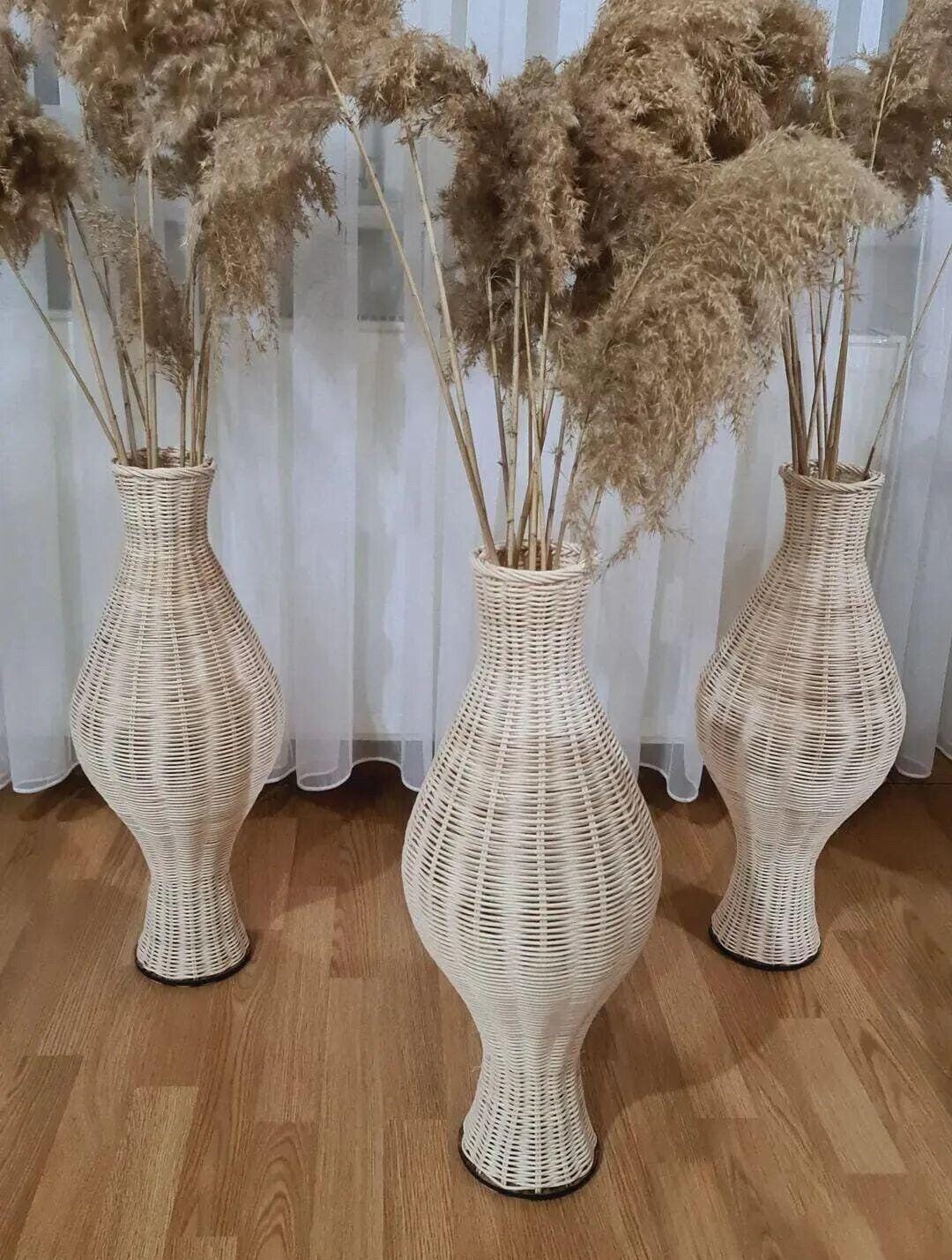 Wicker Wrapped Vase for Natural Grass Bundle Rattan Floor Etsy