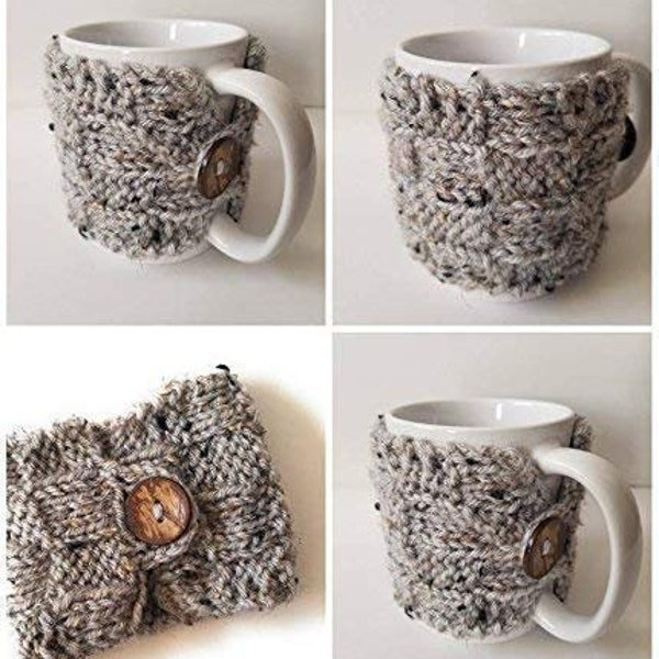 Reusable cozy for coffee and tea mugs, knitted coffee mug warmer, tea cozy for cups and mugs, Holiday gift, mug sleeves