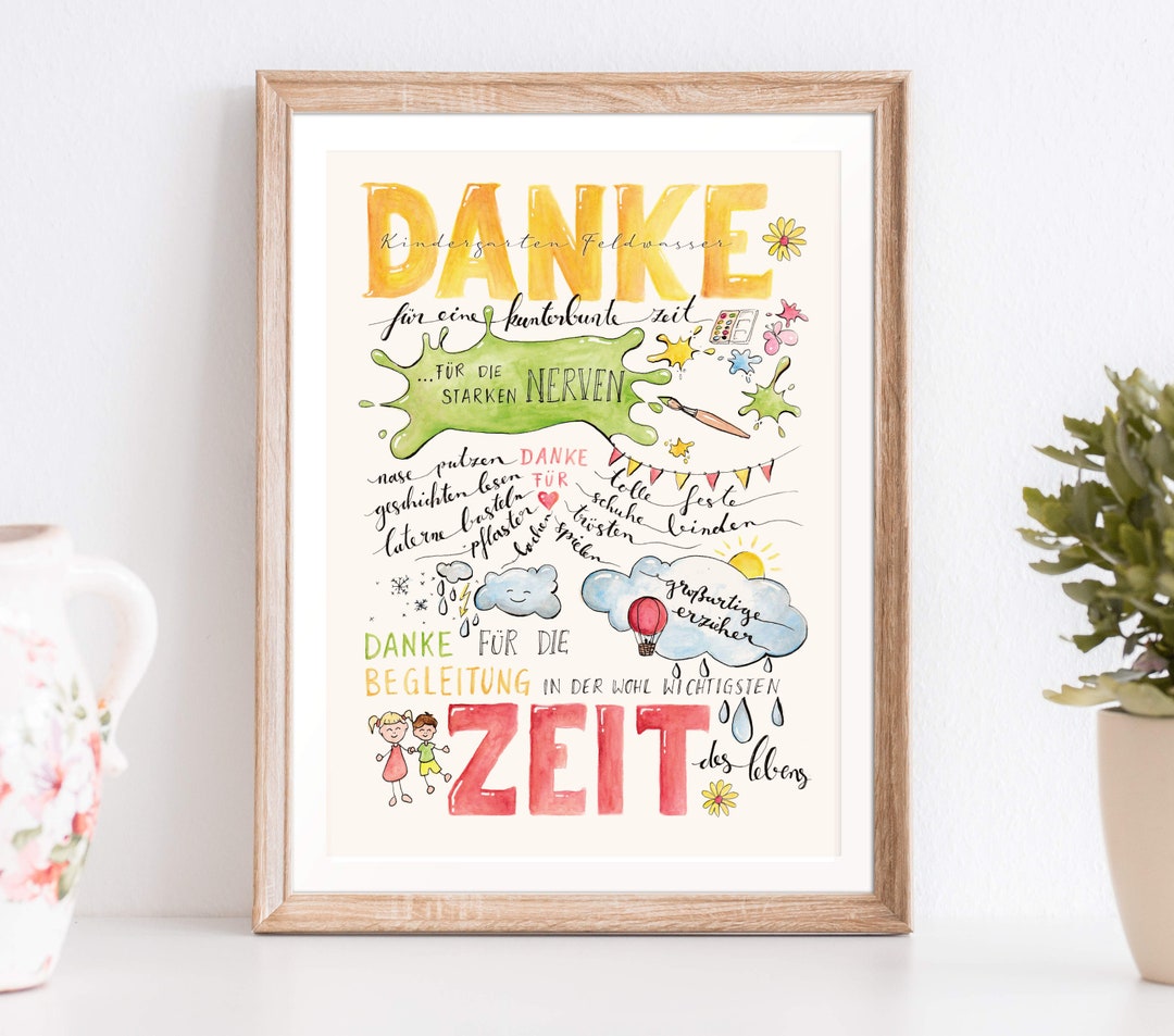 Danke Kindergarten ErzieherIn personalisierbar Poster Etsy.de
