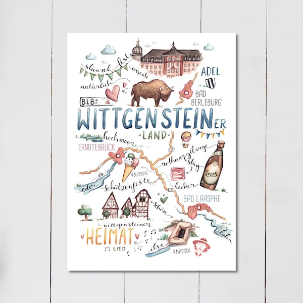 Poster Stadt Wittgenstein, Bad Berleburg Bad Laasphe Erndtebrück Kunstdruck