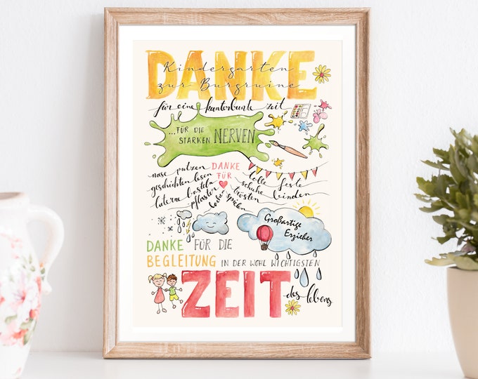  Danke Kindergarten Erzieherinnen personalisierbar Poster - Etsy.de 
