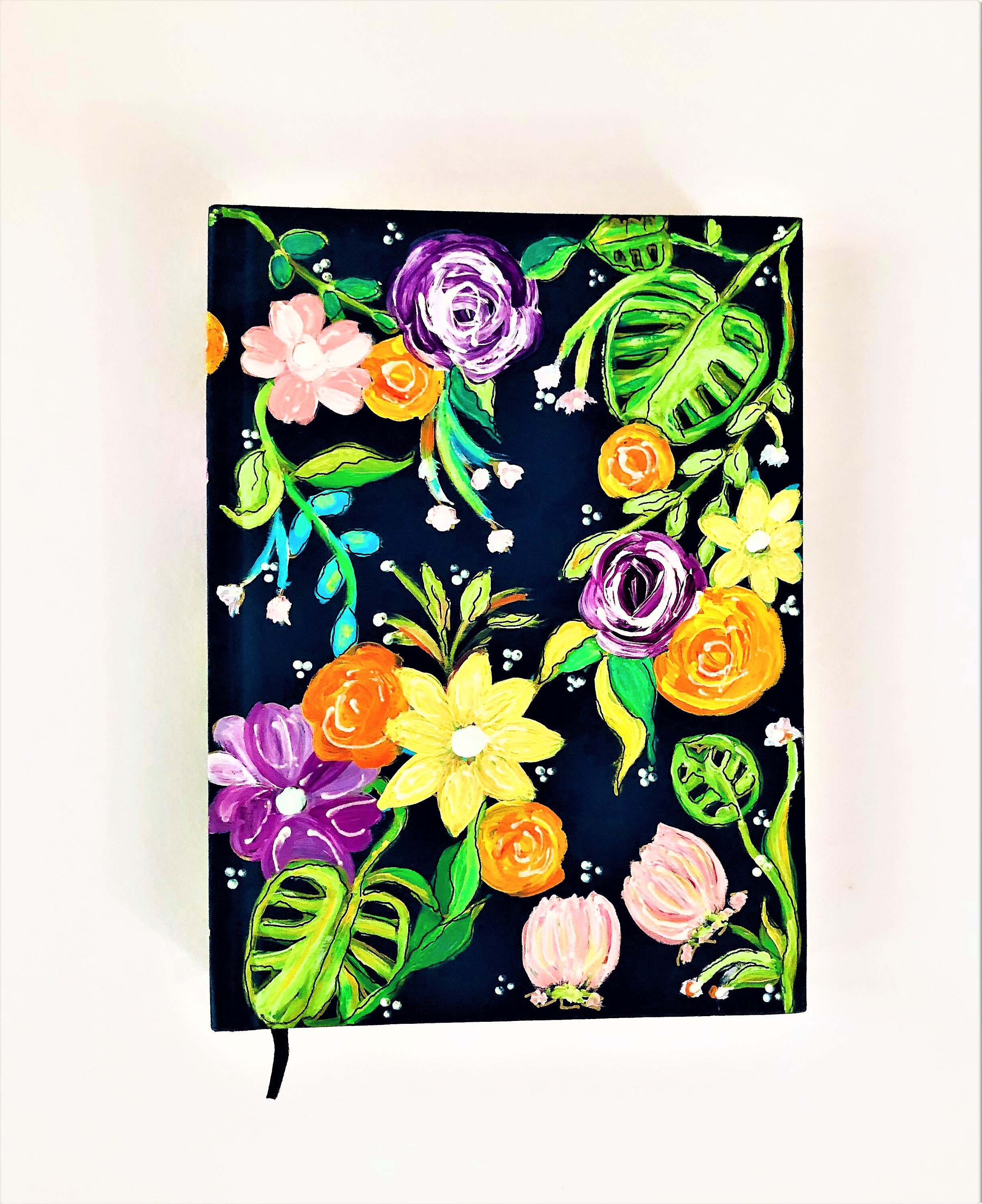 400 pages Floral Hand Painted Journal Monstera Leaves I Etsy