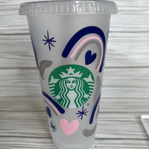 Reusable & Eco-Friendly Boho Rainbow Starbucks Tumbler Cold Cup | Starbucks Coffee Cold Cup | Venti Tumbler | Boho Rainbow Design