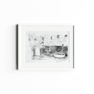 Limited Risograph - Ferries in Old Hong Kong